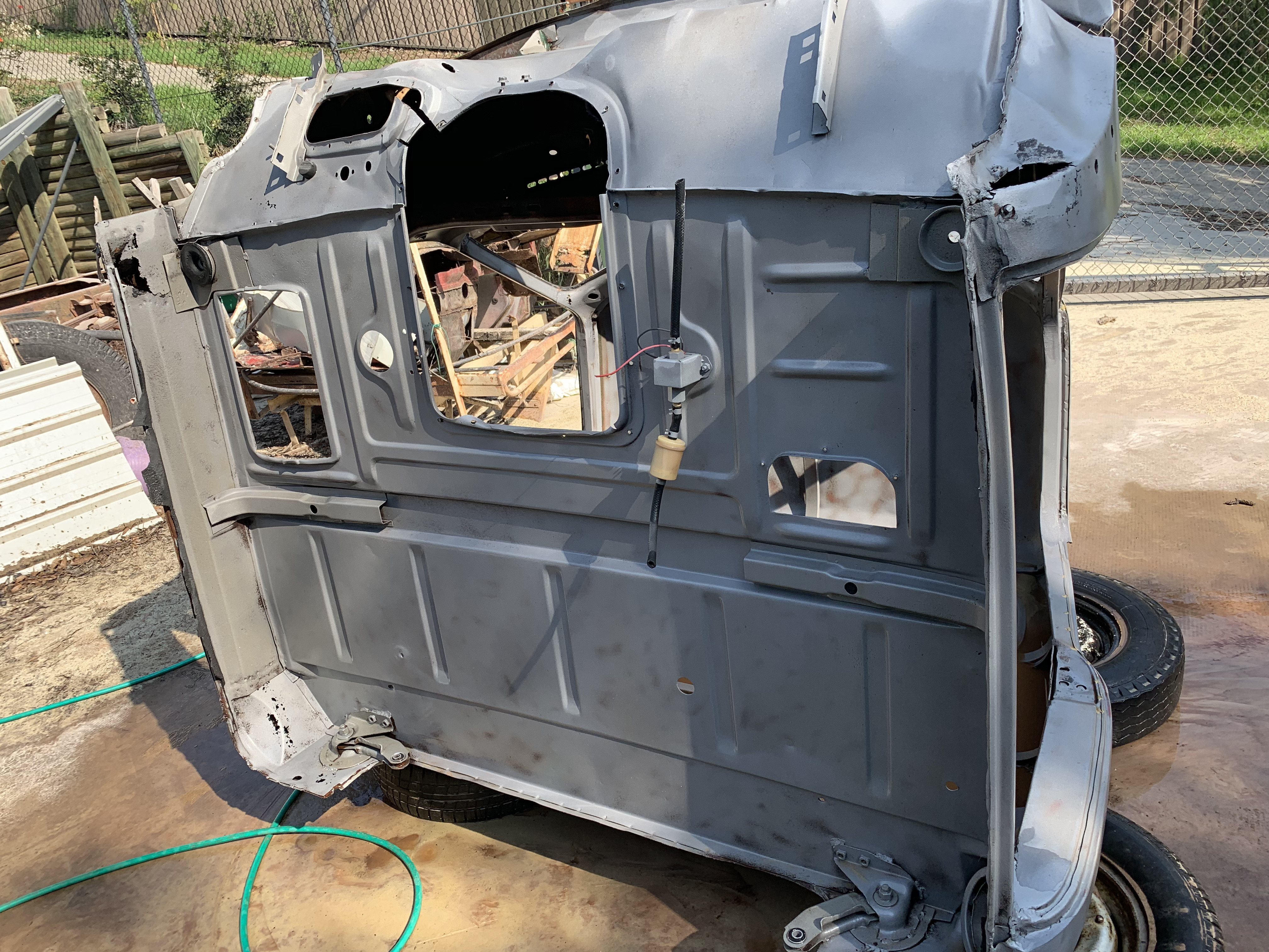 1955 Ford F600 firewall and floor stripped